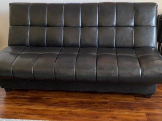Leatherette convertible sofa bed