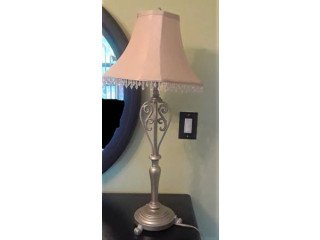 Silver Table Lamp w/Beaded Shade