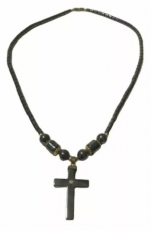 unusual-hematite-necklace-cross-pendant-55cm-as-new-big-0