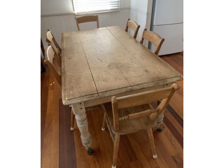 Antique Pine Dining Table & Chairs