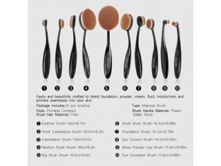 Gold BlackGOLD Toothbrush 10PCS Makeup Brush Set Artist Oval Puff Cream Foundation Contour Blush Powder Beauty Kit Kim Kardashian Style